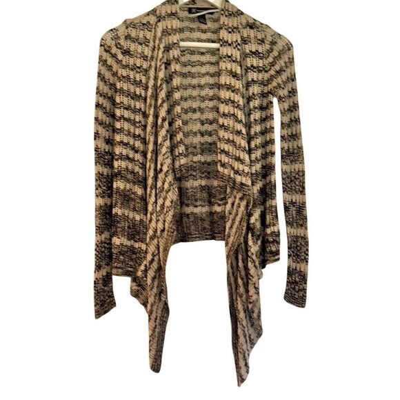 INC International concepts open knit striped draped cardigan sweater m - Picture 1 of 8